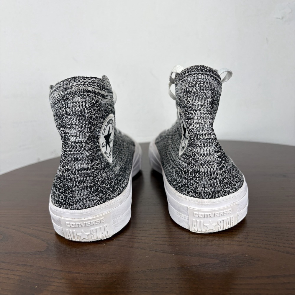 Converse Chuck Taylor Shoes Women's 9.5 Black White Flyknit High Cap Toe Sneaker - Picture 5 of 16